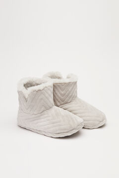 Womensecret Grey fur slipper boots grey