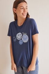 Womensecret T-Shirt SmileyWorld ® 100 % Baumwolle Blau