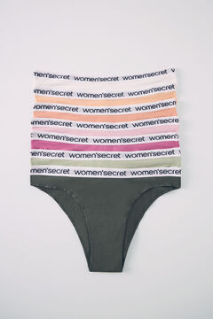 Womensecret Pack 7 bragas brasileñas algodón logo blanco