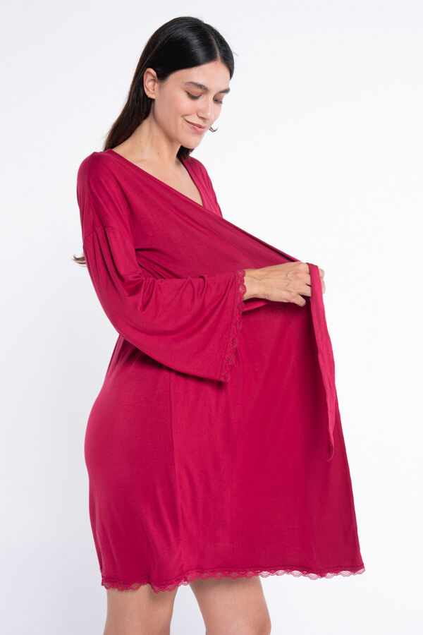 Ohma! Bata Premam&aacute; Con Encaje A Tono burdeos