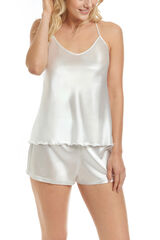 Ivette Bridal Kurzer Partypyjama aus Satin Naturwei&szlig;