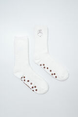Women'secret Beige fluffy long socks brown