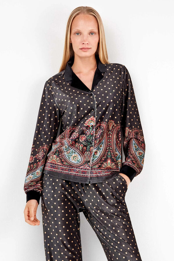 Gisela Cal&ccedil;a de pijama de veludo branco