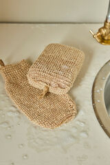 Meraki Esponja y guante exfoliante, MKJute, Naturaleza blanco