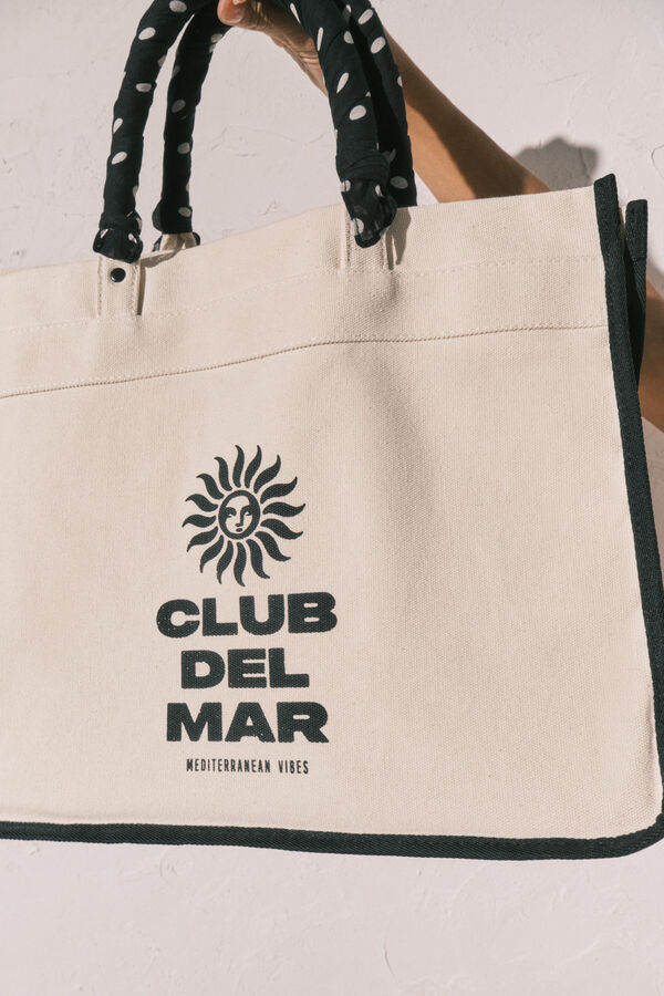 Women'secret Sac grand imprim&eacute; en toile beige beige