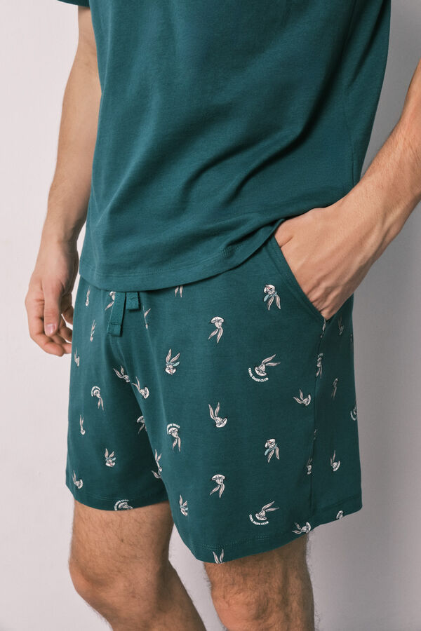 Women'secret 100% cotton short men's pyjamas BUGS BUNNY green