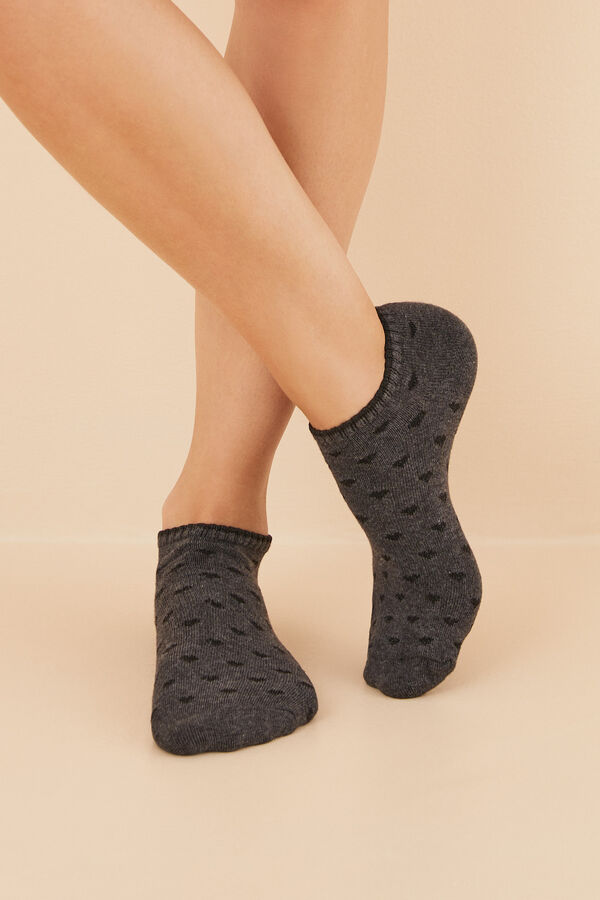 Womensecret Pakiranje od 3 para kratkih sivih pamučnih čarapa Siva