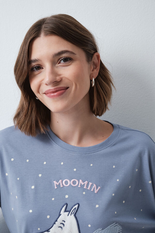 Women'secret Plava pamučna duga pidžama Moomin Plava