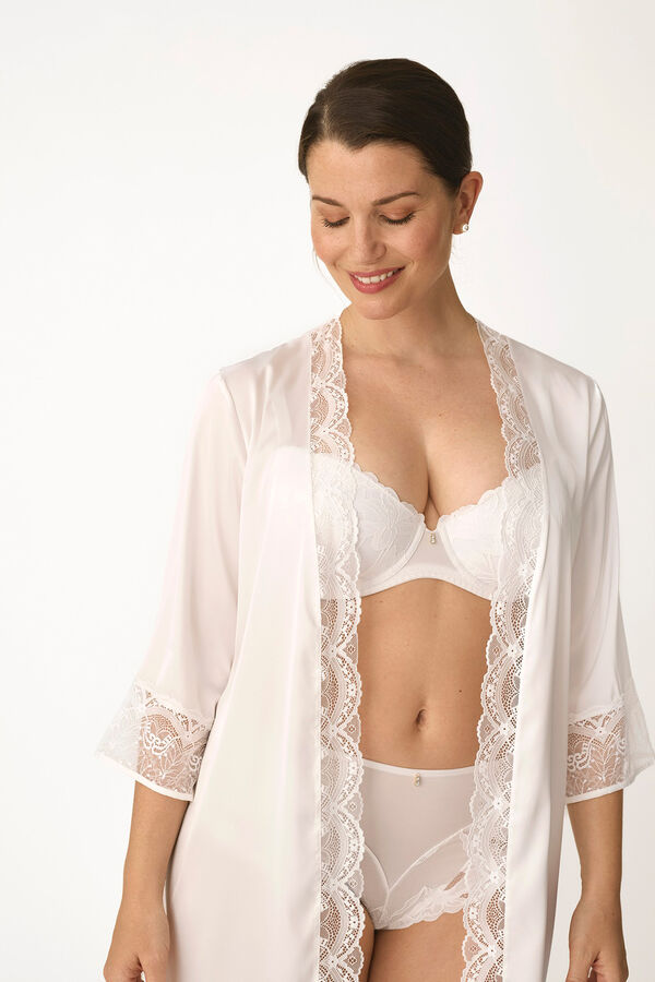 Promise Bata kimono corta lencero blanco marfil