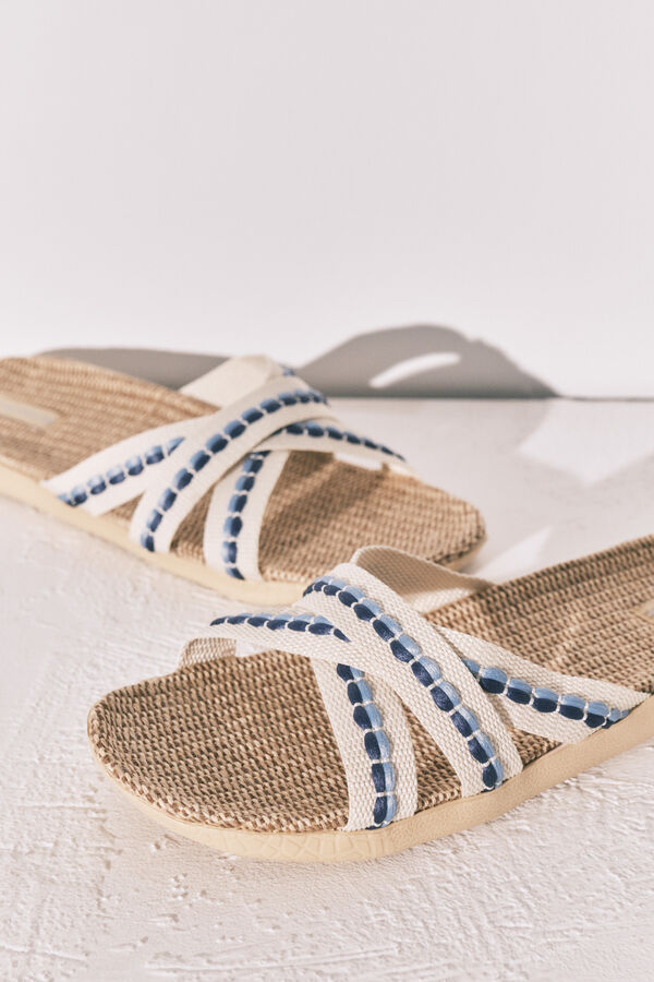 Women'secret Rafia cross-strap sandals nude