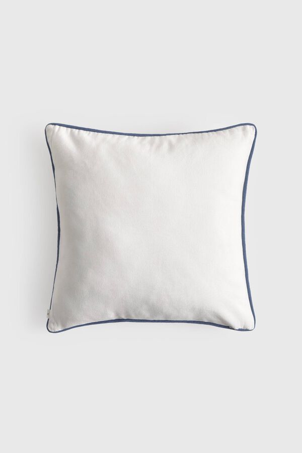 Textura Funda coj&iacute;n algod&oacute;n bordados marinos blanco