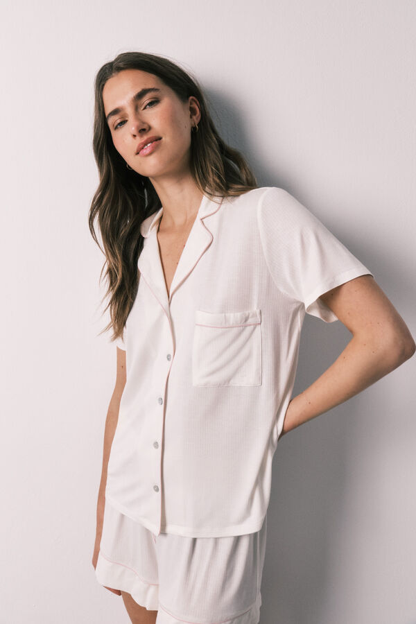 Women'secret Striped classic pyjamas short pyjamas beige