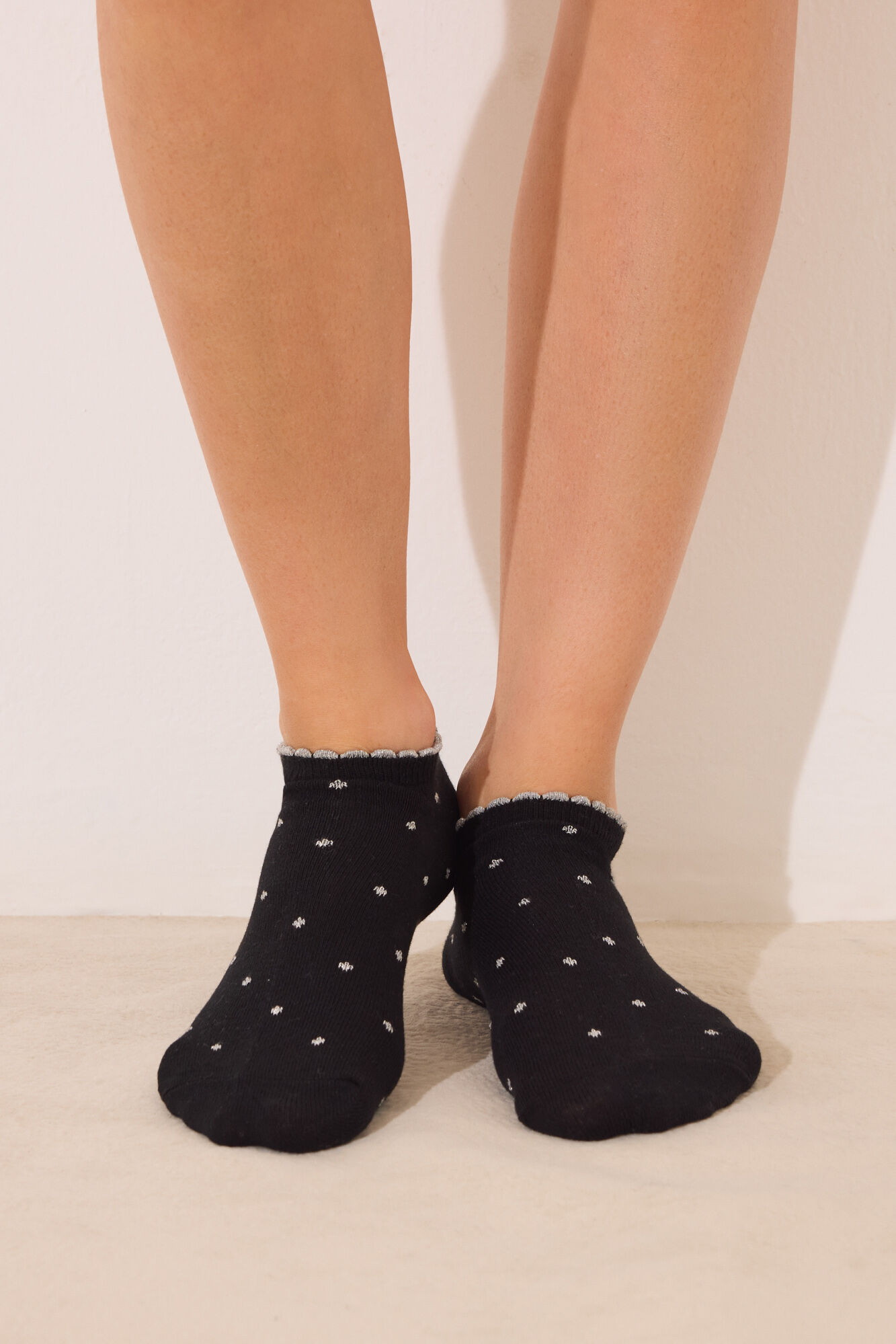 Women'secret Pack of 3 short black lurex socks