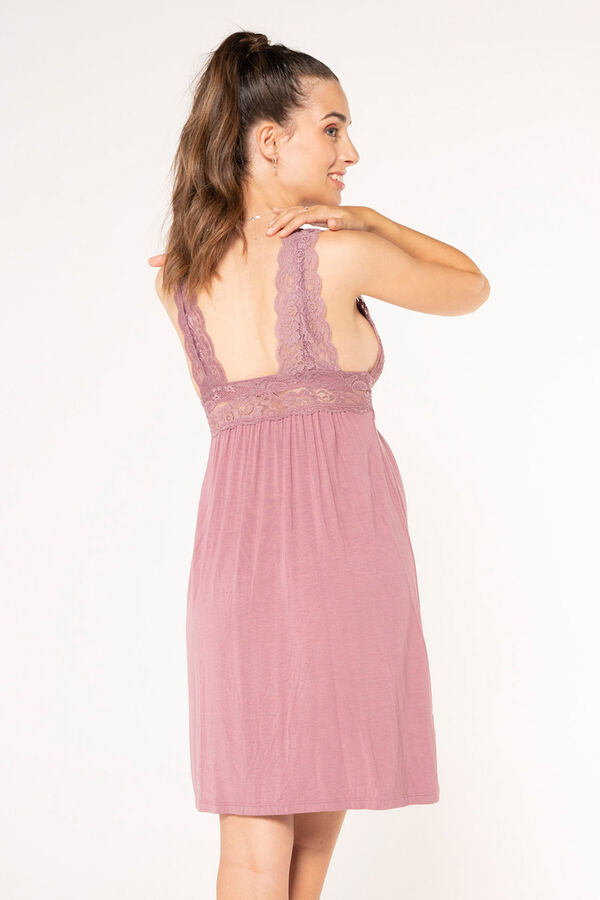 Womensecret Maternity cami nightgown with lace pink