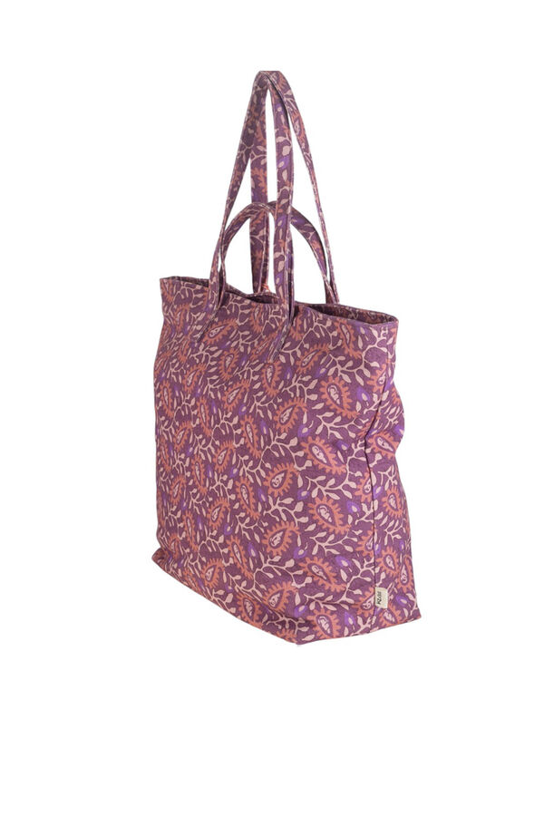 Kbas Bolsa de algod&atilde;o com al&ccedil;a dupla e flores rosa