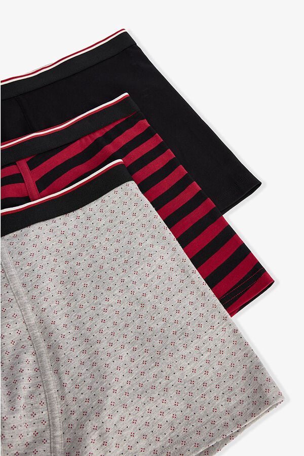 Penti Boxers org&acirc;nicos listrados Red Line masculinos, pacote com 3 estampado
