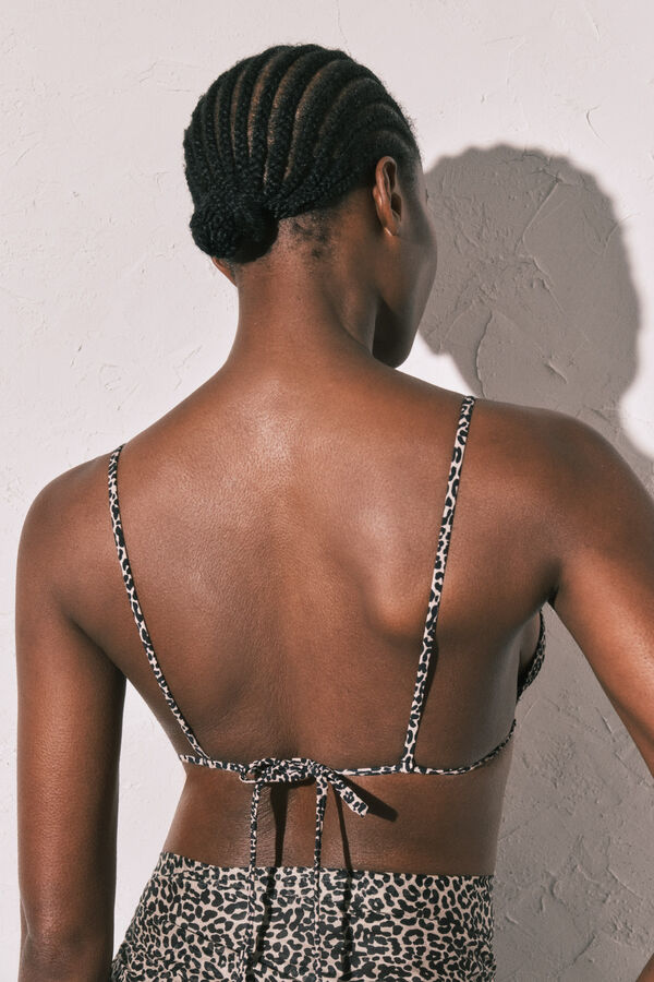 Women'secret Haut bikini triangle imprim&eacute; animal blanc