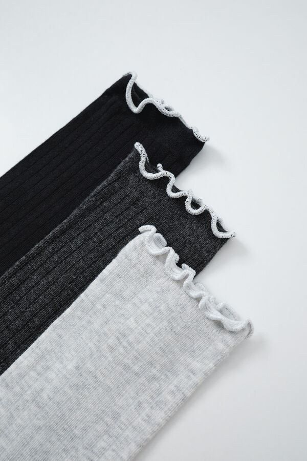 Women'secret Grey lurex 3-pack long socks grey