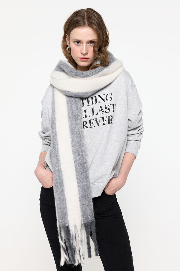 Pieces Bufanda de rayas gris