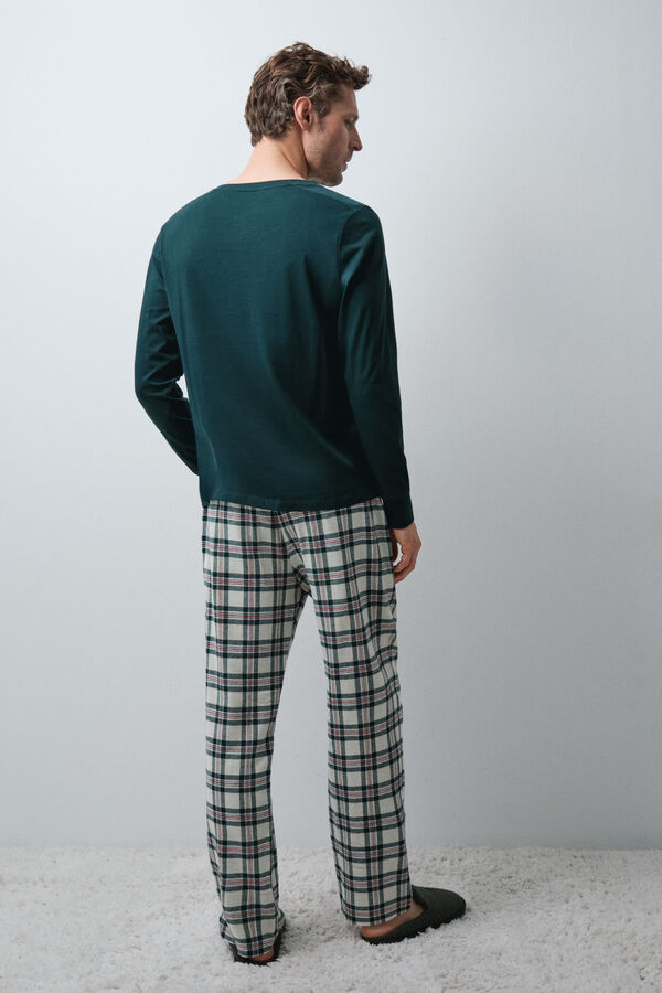 Women'secret Plaid cotton men's pyjamas beige