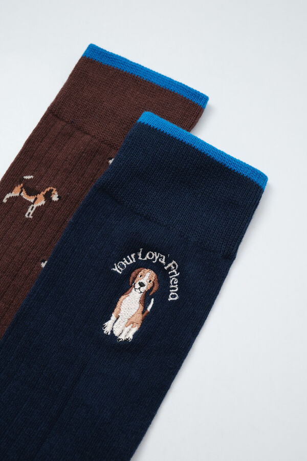 Women'secret Lot de 3 chaussettes unies chiens imprim&eacute;