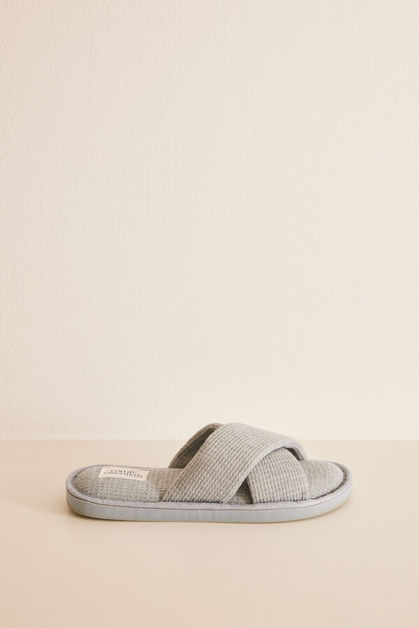 Womensecret Grey slippers with crossover straps grey