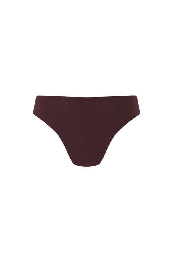 Women'secret Brown microfibre ribbed classic panty nude