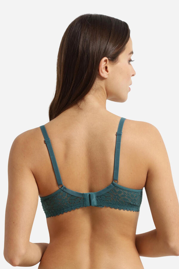 DIM Floral lace underwired bra green