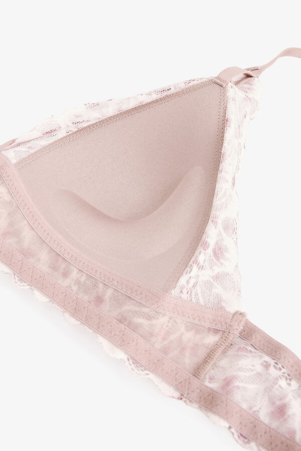 Penti Sujetador push up sin aros con encaje y estampado floral Luna beige