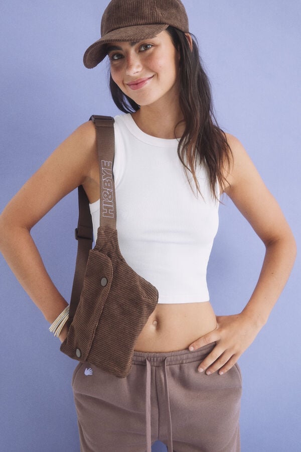 Womensecret Brown corduroy bum bag nude