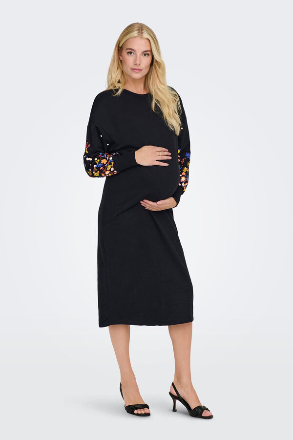 Womensecret Sporty embroidered maternity dress fekete