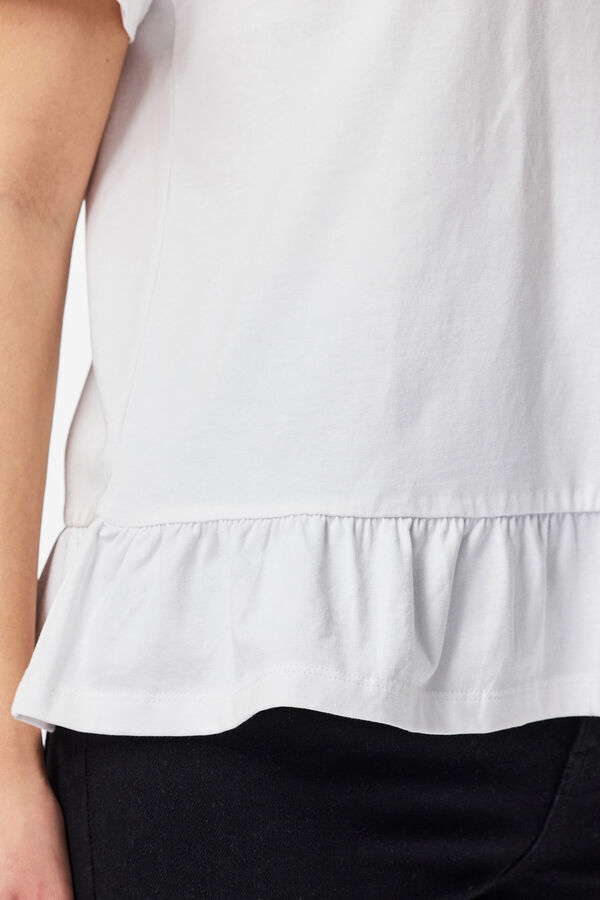Pieces Volant-T-Shirt Wei&szlig;