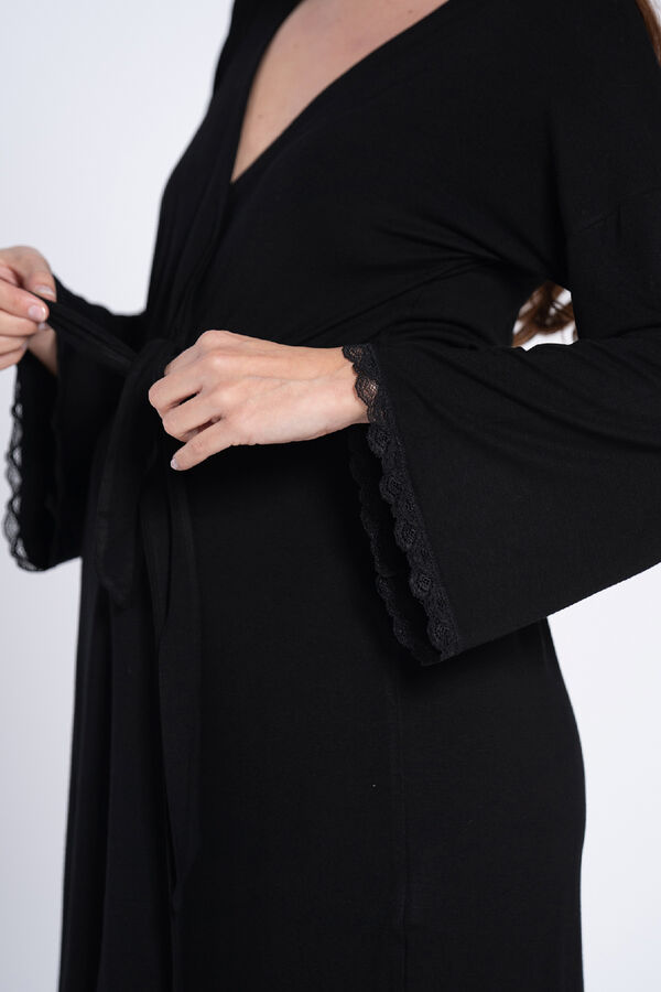Ohma! Maternity robe with lace details black