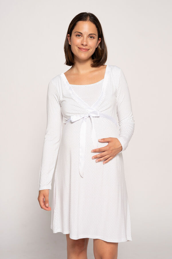 Womensecret Nursing nightgown with tie print Weiß