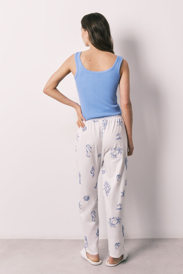 Women'secret Blue cotton long pyjamas with straps blue