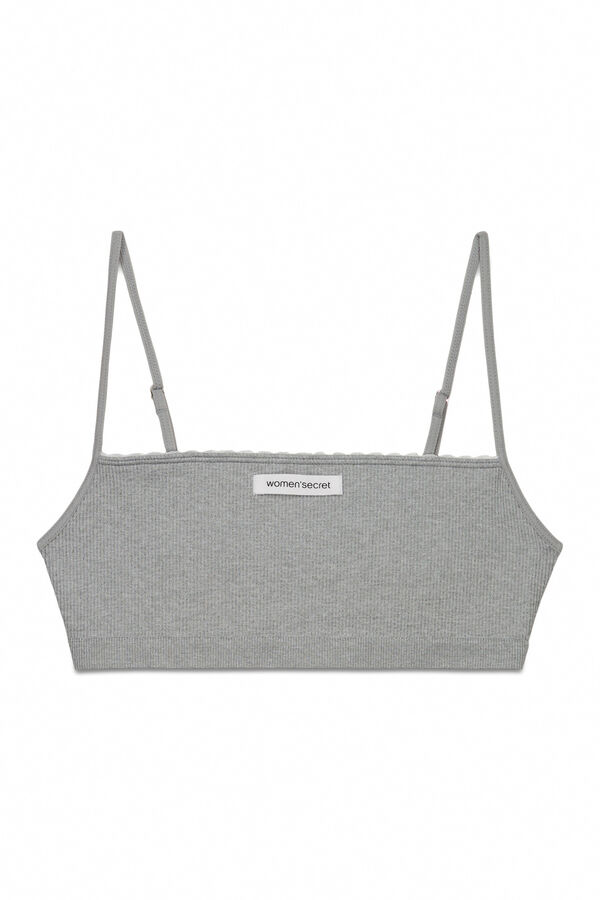 Women'secret Grey straight seamless ribbed top grey