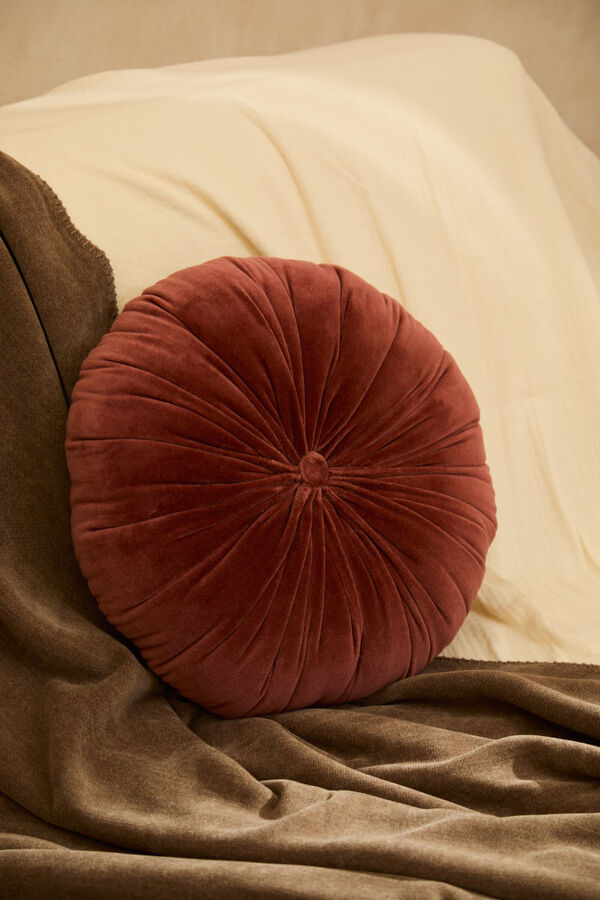 Calma House Velours Kissen aus erdfarbenem Samt Rot
