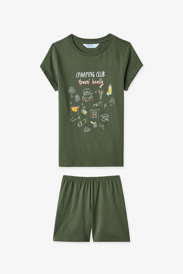 Penti Lot de 2 pyjamas courts enfant camping vert