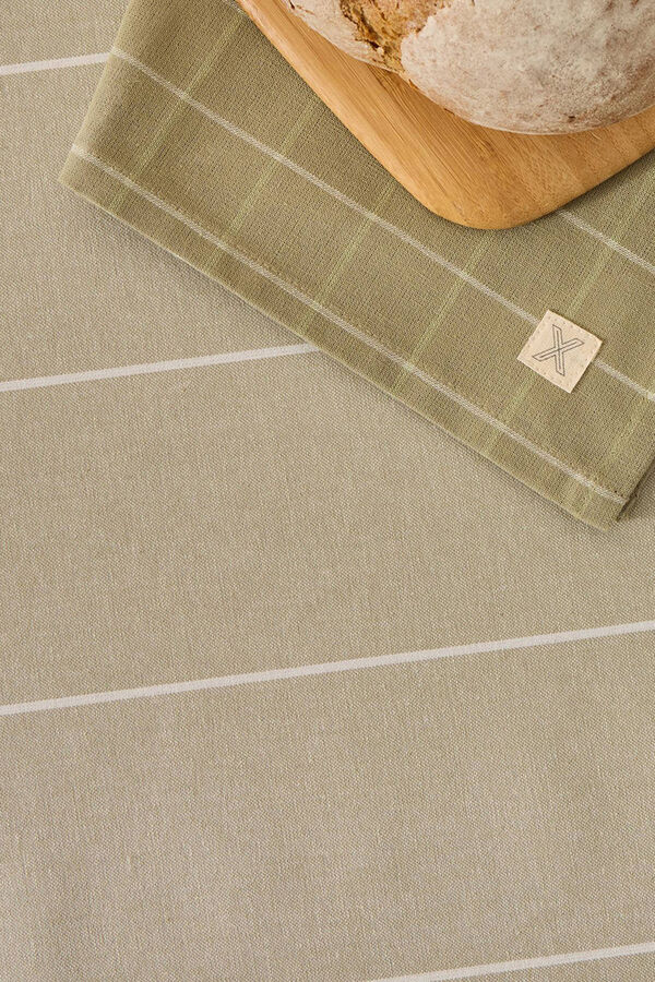 Textura Mantel antimanchas algodón rayas kaki