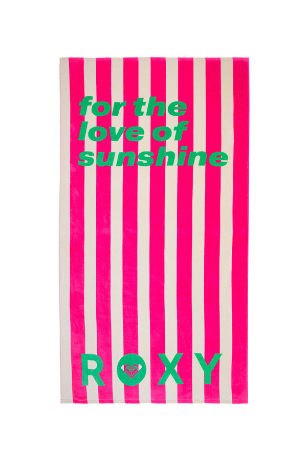 Roxy Toalla rayas de Playa texto rosa