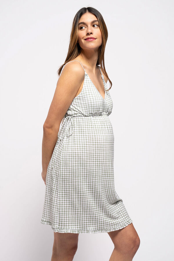 Ohma! Gingham print nursing cami nightgown white