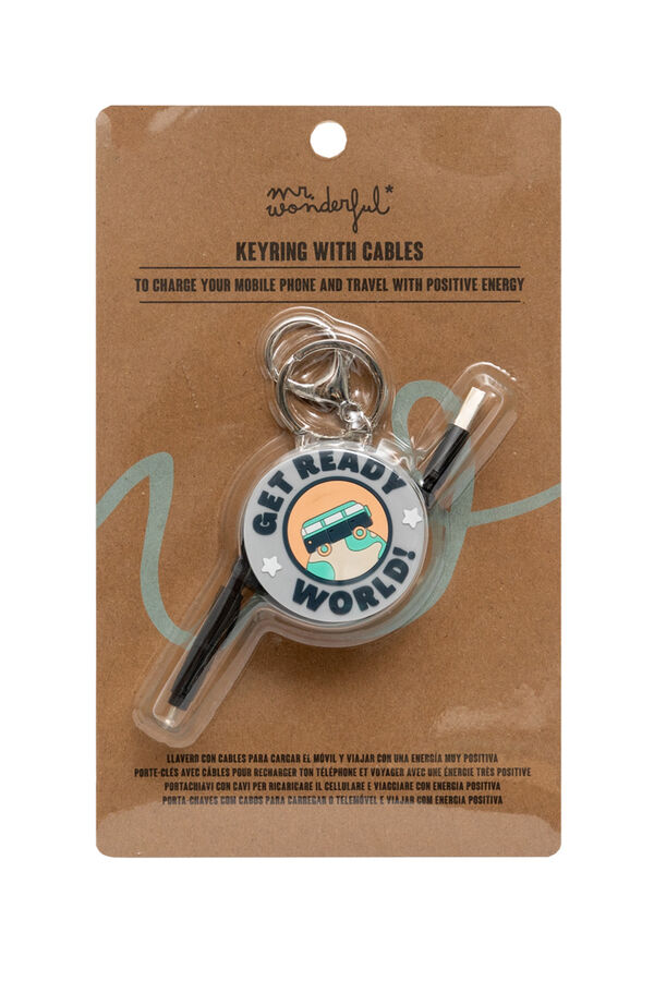 Womensecret Key ring with phone charging cable - Get ready, world! mit Print