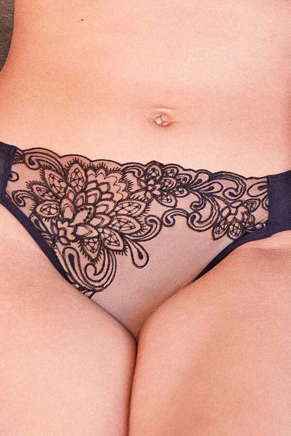 Gisela Bestickter Spitzen-Slip Schwarz