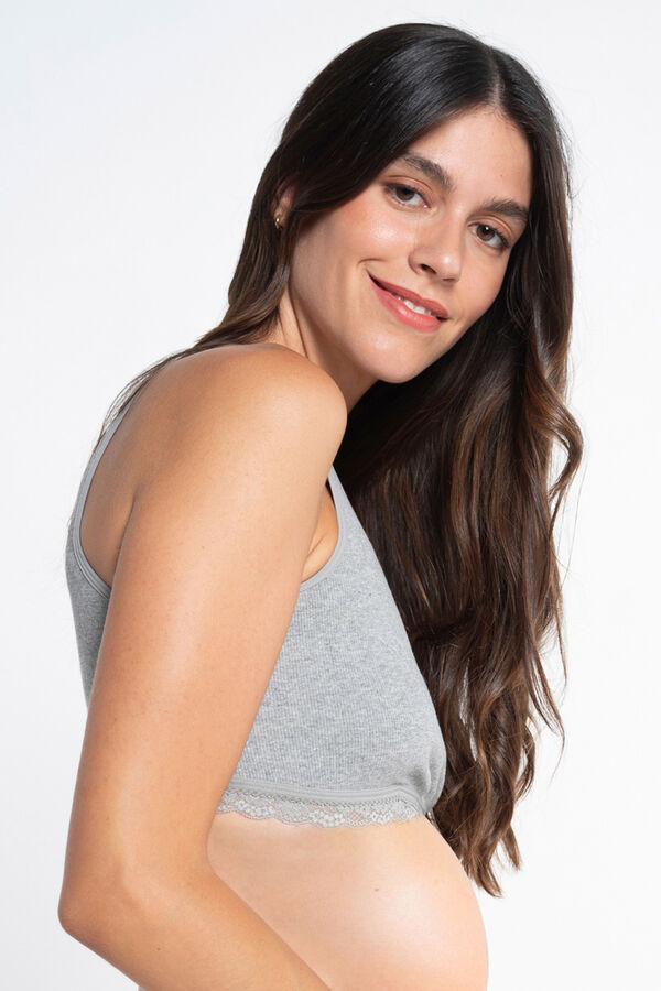 Ohma! Sutiã de amamentação cruzado com nervuras cinzento