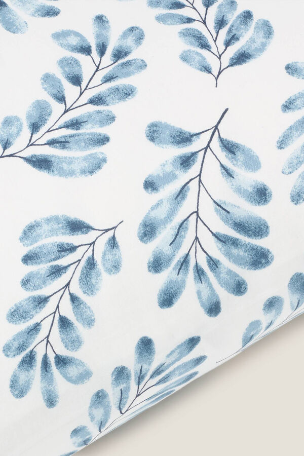 Womensecret Leaf print cotton cushion cover bleu