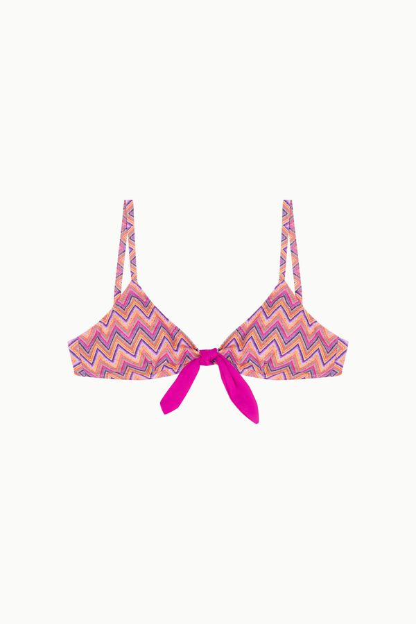 Cotton Sail Zigzag tie triangle bikini top printed
