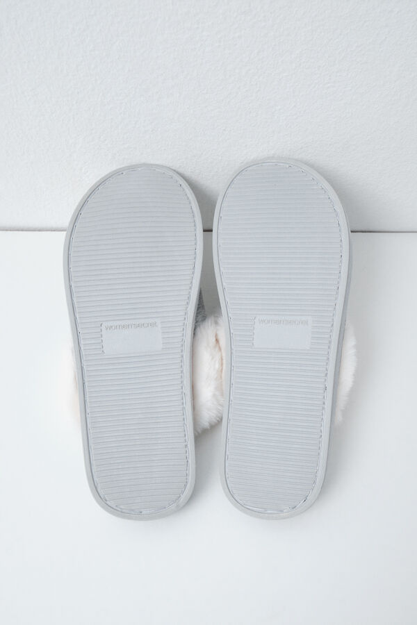 Women'secret Pantoufles en fausse fourrure &agrave; losanges gris
