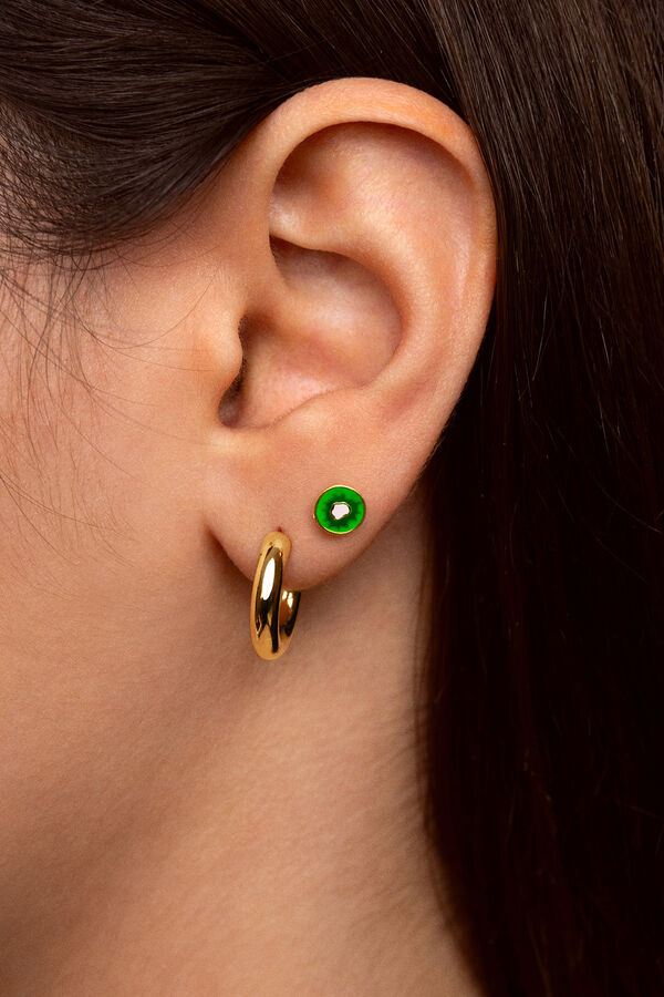Womensecret Single Kiwi gold-plated silver earring estampado