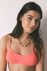 HI&BYE Koralni jednobojni top bikinija sa ravnim izrezom