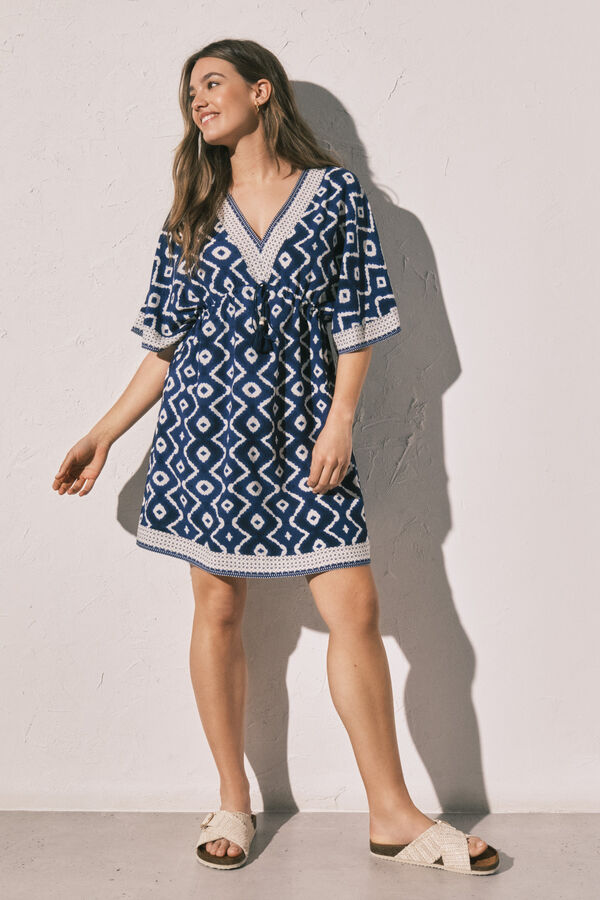 Women'secret Blue printed camisole short dress blue